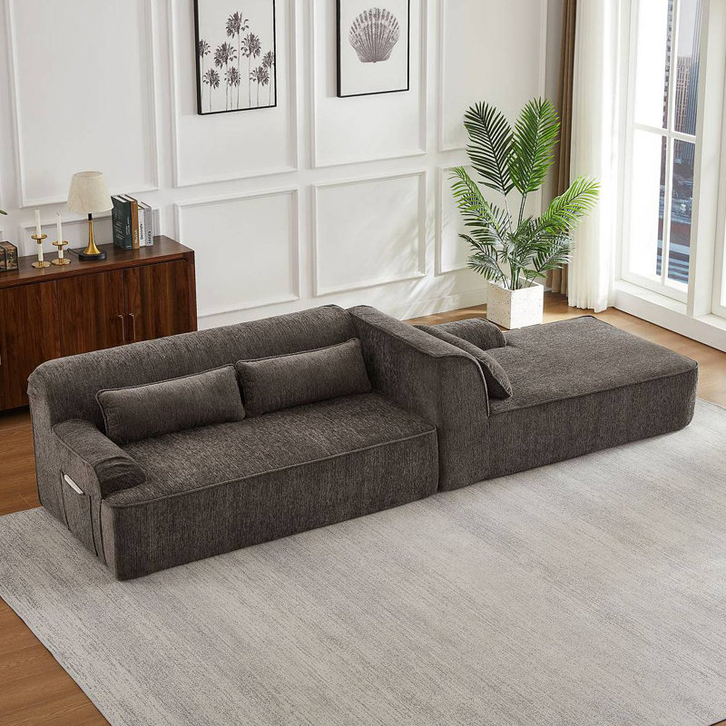 Chenille L-Shape Sectional Oversized Sofa,Mnimalist Design,Sleeper Couch For Living Room,Apartment&Reception Spaces,No Assembly Required