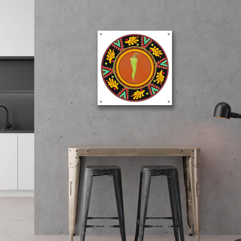  «Talavera Tex-mex 4» par Art Licensing Studio, art mural en verre acrylique, 24 po x 24 po, H 24 po x l 24 po