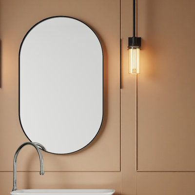 20X34 Inch Oval Recessed Medicine Cabinet, Metal Framed Bathroom Wall Cabinet With Mirror And Adjustable Shelves, Wall Mirror With Storage For Bathroom