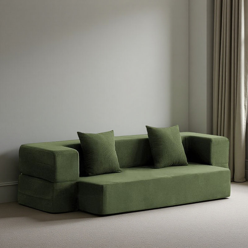 Canapé de salon vintage en velours côtelé pliable, 59.1" W
