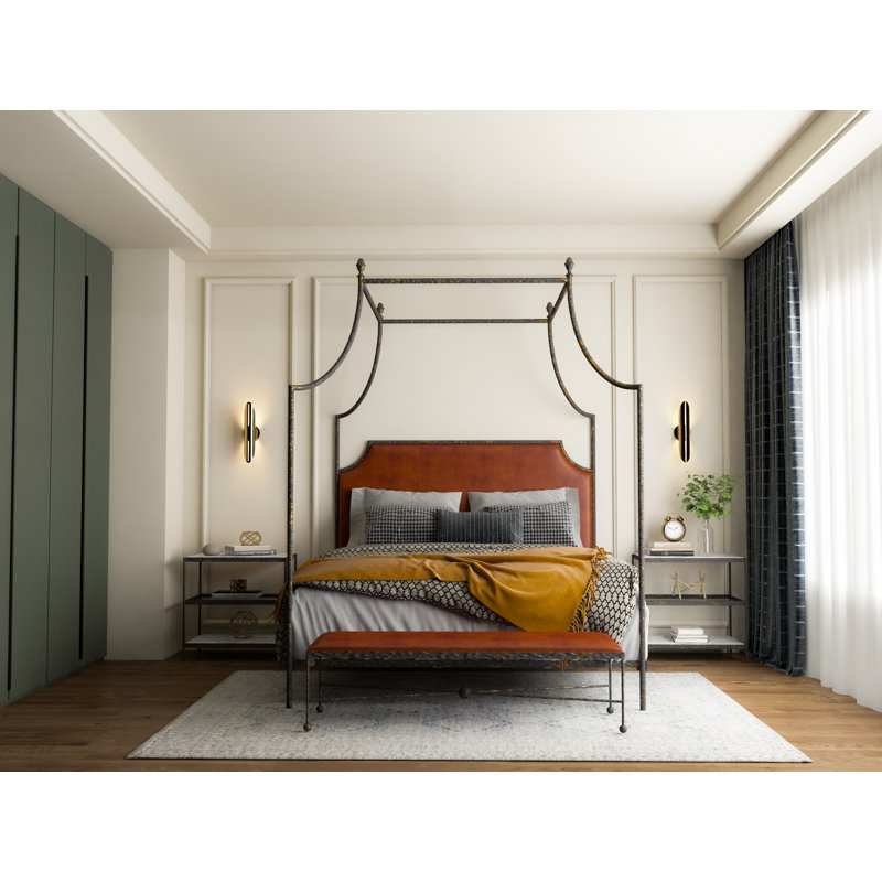 337 Flying Arch Canopy Bed | Complete Canopy, King, Raven/Copper
