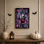 Art mural sur toile bleu, fille gothique aux cheveux bleus rétro et Halloween-376941123