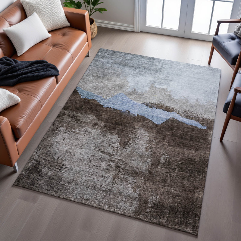 Tapis moderne lavable à la machine de qualité supérieure AMF1069 Natoma, Rectangle 10 pi x 14 pi
