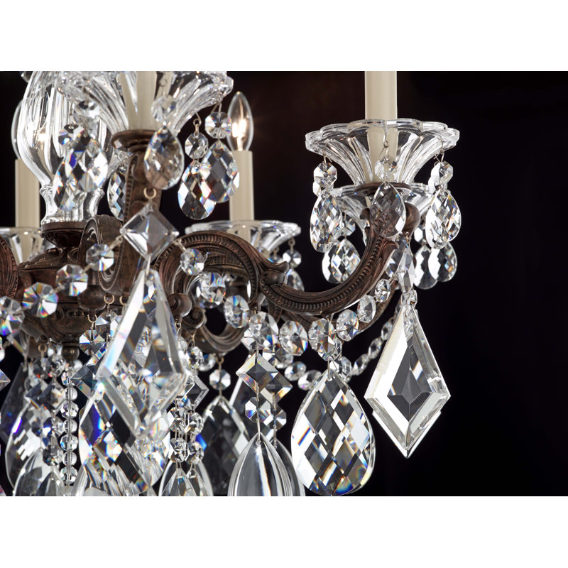 La Scala 8 - Light Glass Chandelier, Etruscan Gold, Handcut Clear