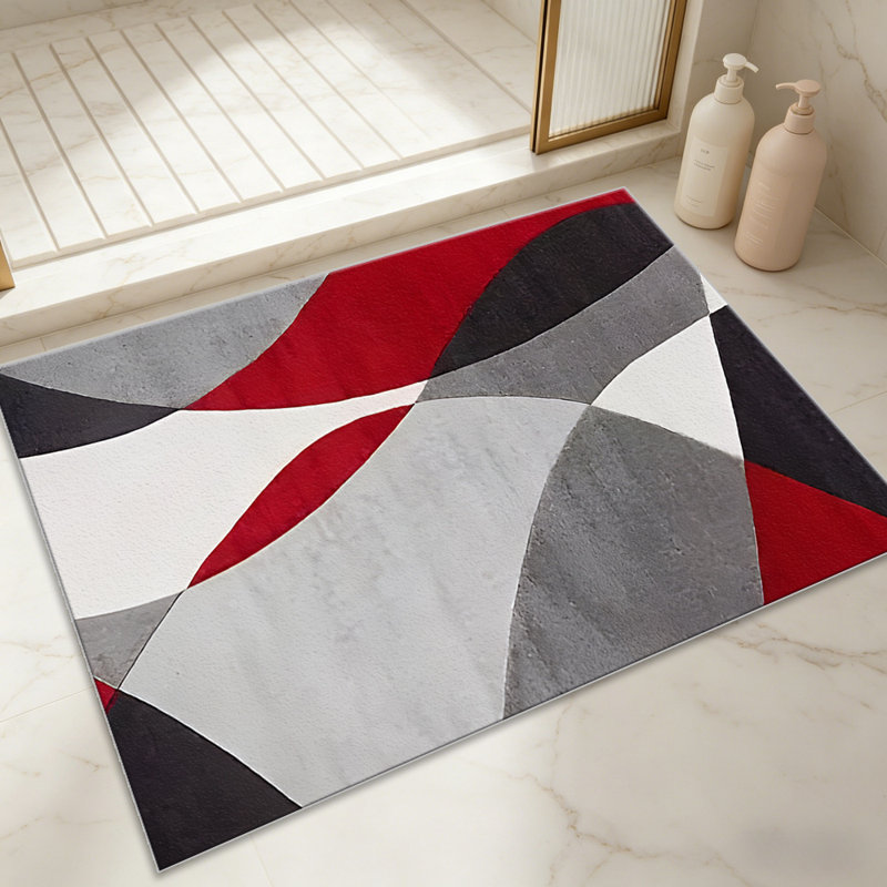 Red Wave   area rugs for Living Room, Soft and Comfortable, Suitable for all seasons, easy to maintain, machine washable Indoor floor mat, Under Table Farmhouse suitable for Bedroom, Dining Room, Study,  Balcony, Home Decor Patio