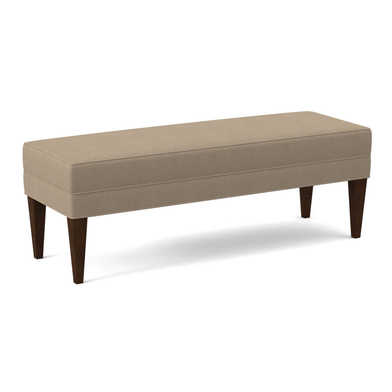 Livery Upholstered Bench, Filigree Ivory, American Walnut