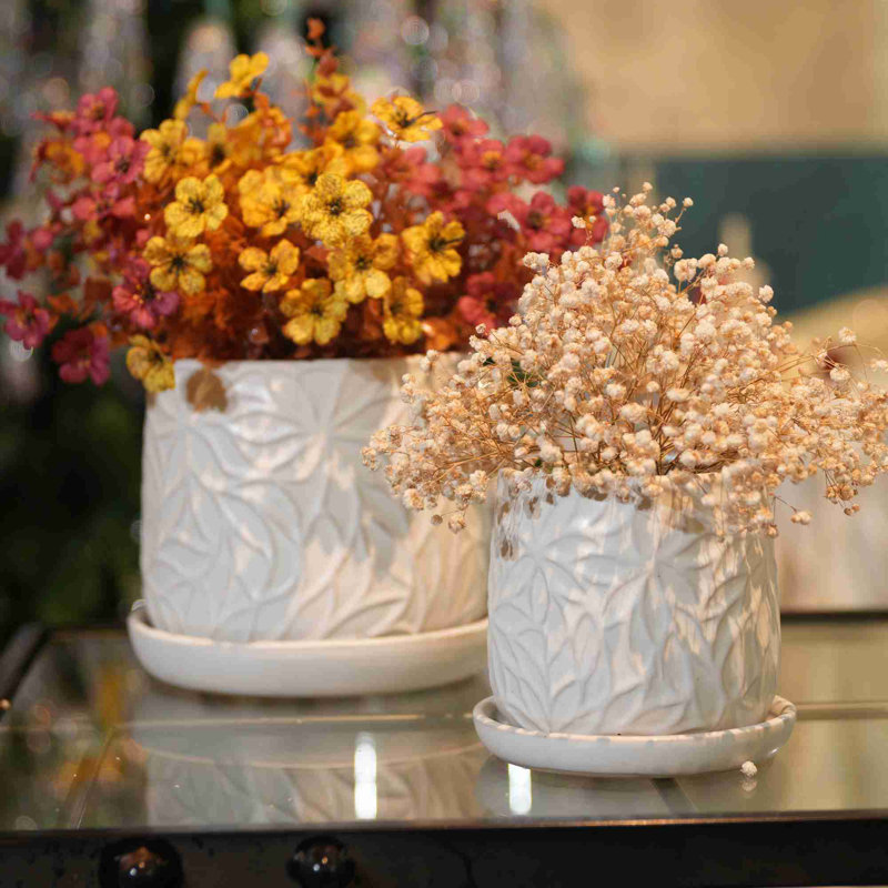 High quality ceramic flowerpot, Gloss White