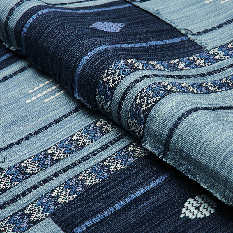 Aravali Patchwork Fabric, Denim/Indigo