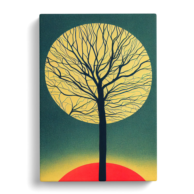 Retro Tree No.3 - Wall Art, 50cm H x 35cm W x 3cm D, Wrapped Canvas