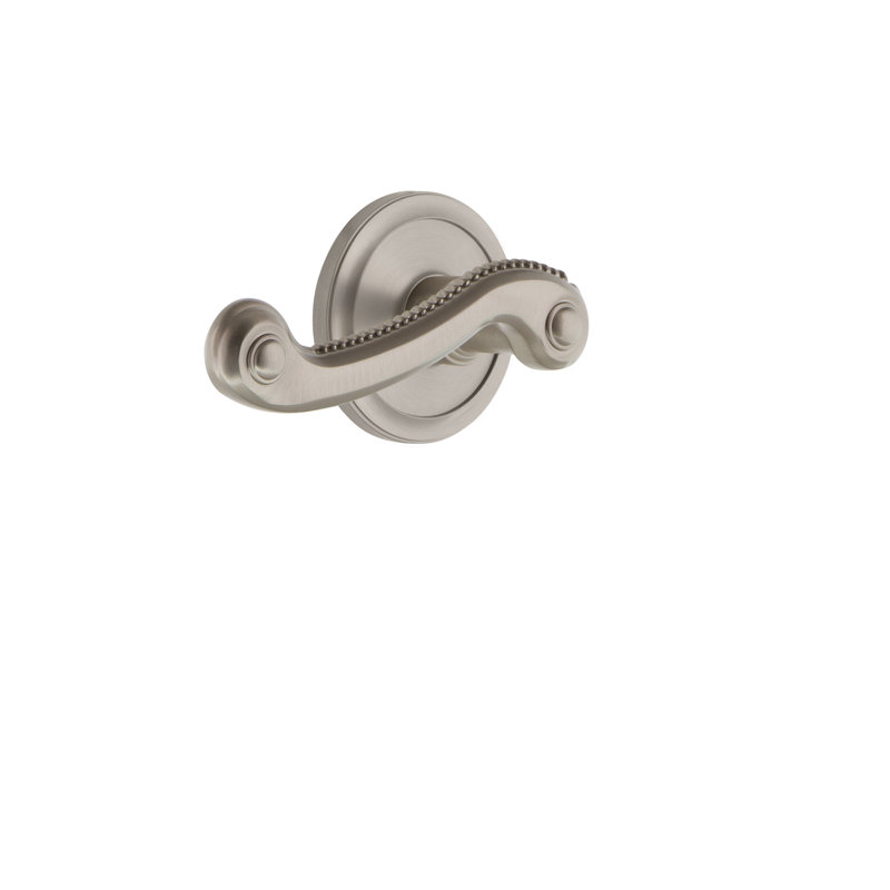 Passage de rosette Grandeur Circulaire avec levier Newport, 2-3/8 po, Nickel satiné, Gaucher