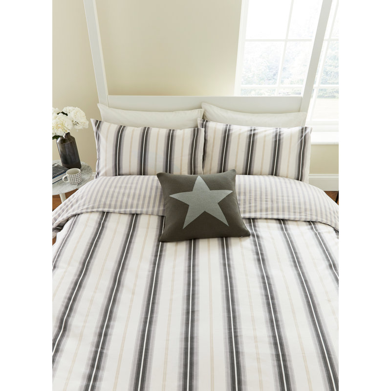 Cooper's Stripe Cotton Duvet Cover Set, Super King Duvet Cover + 2 Pillowcases