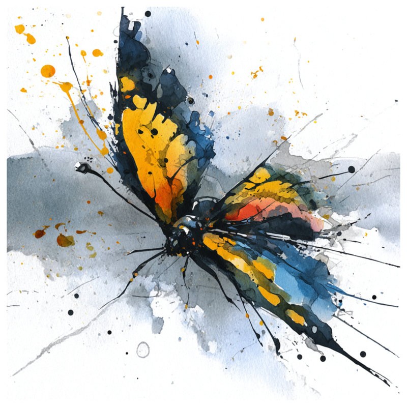 Housses de couette Watercolor Butterfly Art, Lit simple