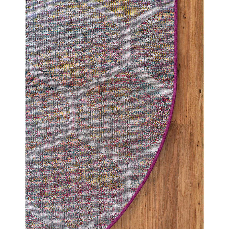 Llanet Geometric Area Rug, Oval 4'1" x 6'1", Multi Red
