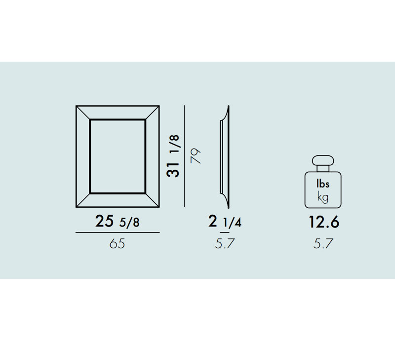 Ghost Flat Metallic Polycarbonate Wall Mirror, Chrome