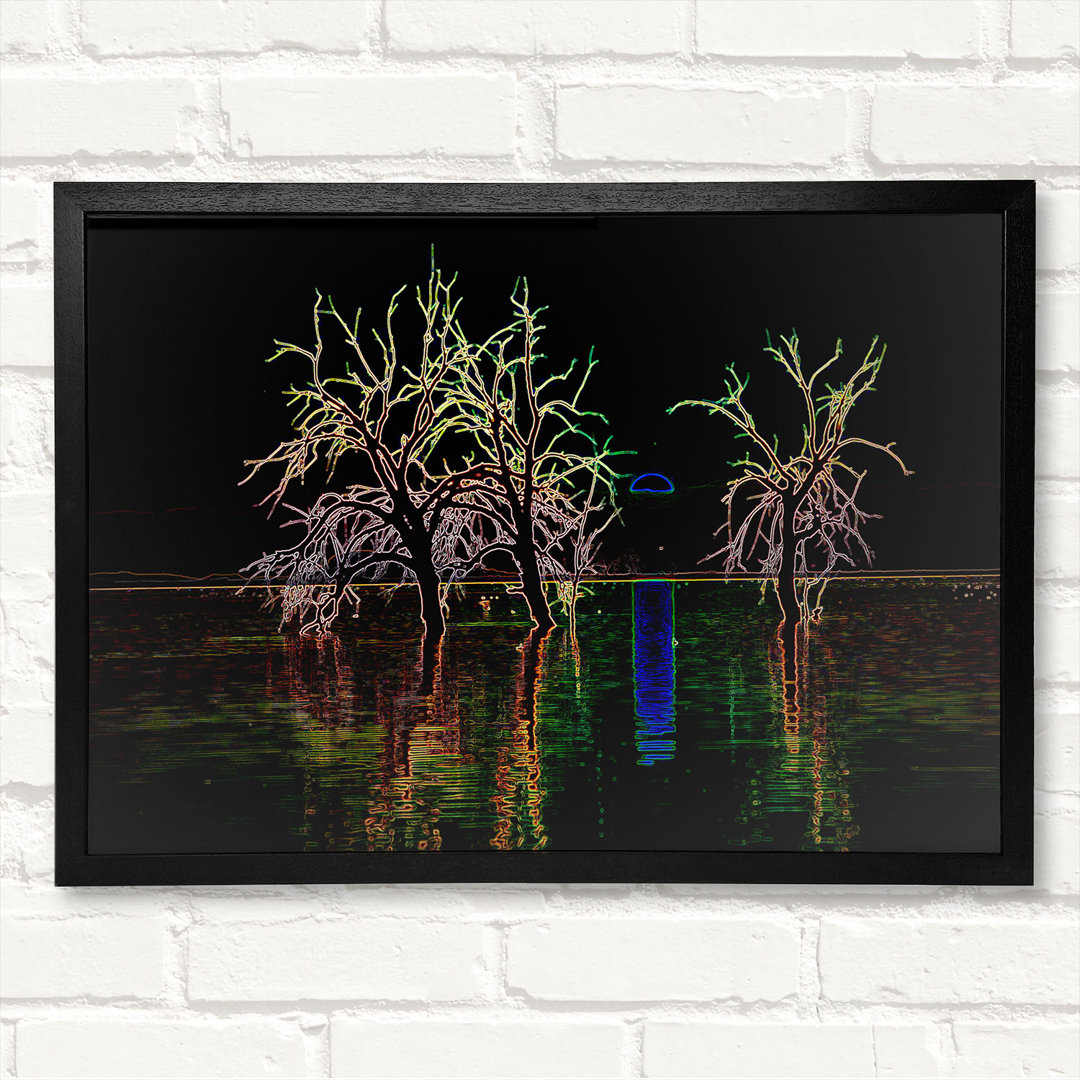 Abstrakte Neon-Landschaft 15 Gerahmter Druck