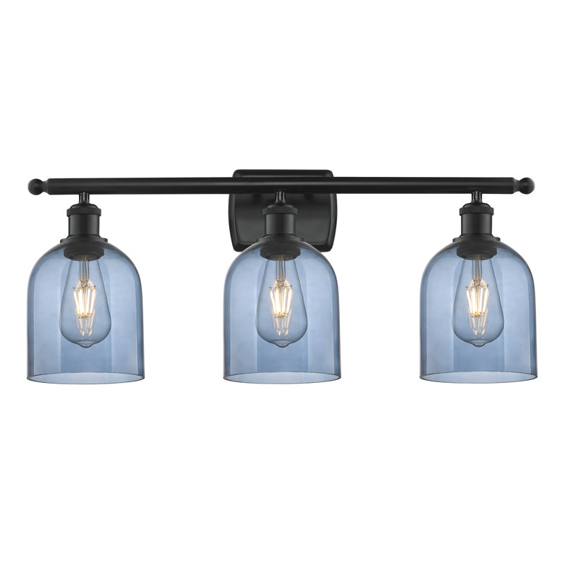Meuble-lavabo à 3 lumières 26 po Ballston Anacaren, Noir mat, Bleu princesse