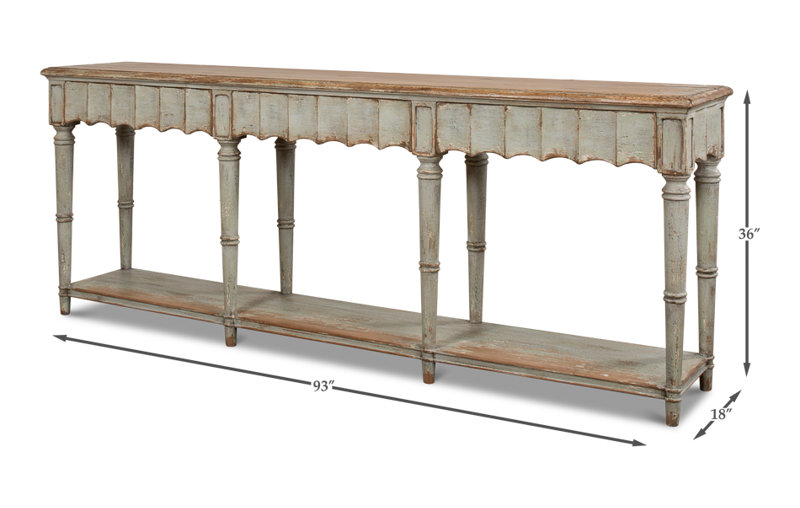 Chantal 93'' W Solid Wood Console Table, Natural Pine/Sage
