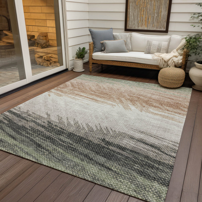 Machine Washable Indoor/Outdoor Houtz ACN2272 Stripes Rug, Rectangle 10' x 14'