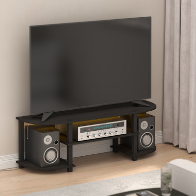 Meuble télé Mandurah pour téléviseur de 55 po ou moins, ensemble de divertissement à 3 niveaux avec tablettes ouvertes, console télé, pour salon, chambre à coucher, espresso