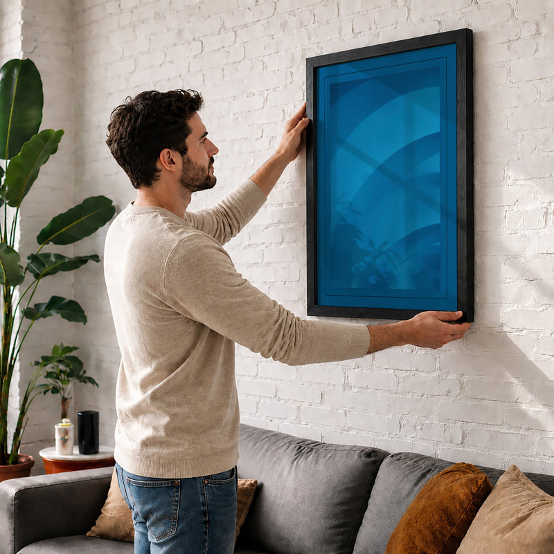 Blue Flow Geometric - Print, A3 - 42.0 x 29.7 cm, White