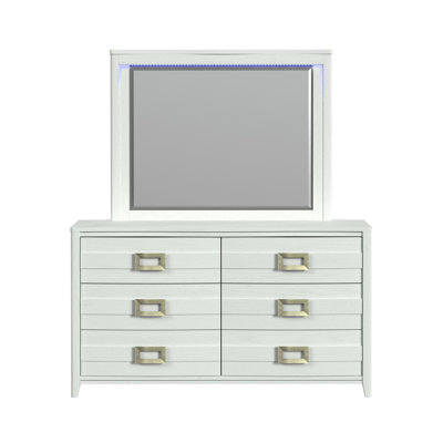 Ensemble de commode et miroir Margene avec DEL en blanc