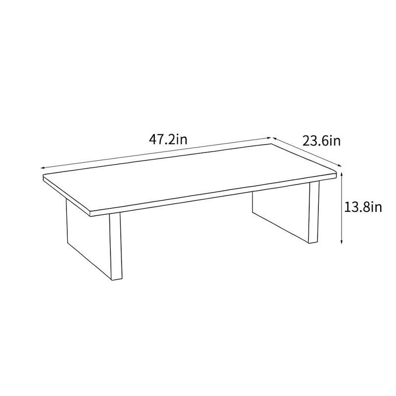 Table basse moderne de style nordique minimaliste, H 13,8 po x L 47,2 po x l 23,6 po, Brun