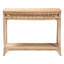 Console tressée en rotin naturel avec tablette ouverte - Table d'appoint ou de vestibule Coastal Boho avec boucle décorative