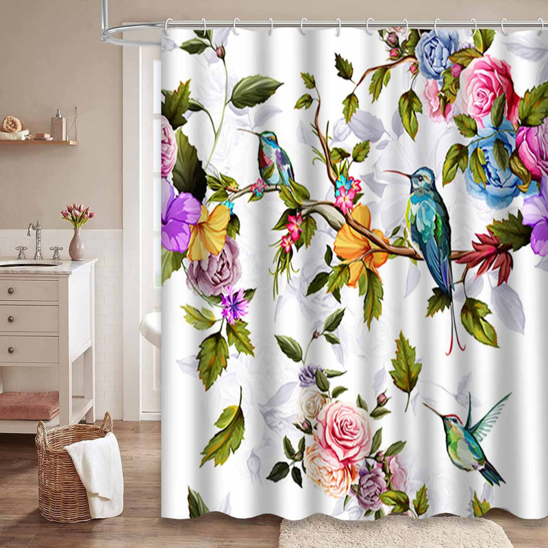 Rideau de douche imperméable à l'eau et à l'aquarelle avec 12 crochets, L 72 po x l 84 po