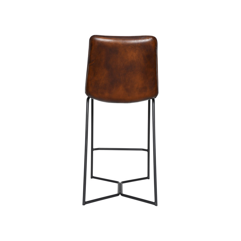 Brisben Upholstered Stool with Metal Frame, Hand Washed Chestnut, Short Stool (22.75" Seat Height)