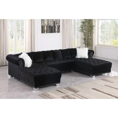 Canapé modulaire en velours noir St Helene