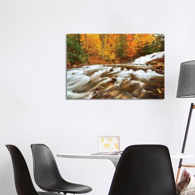 Canada, Ontario, Rosseau. Skeleton River At Hatchery Falls In Autumn. by Jaynes Gallery - Wrapped Canvas Print