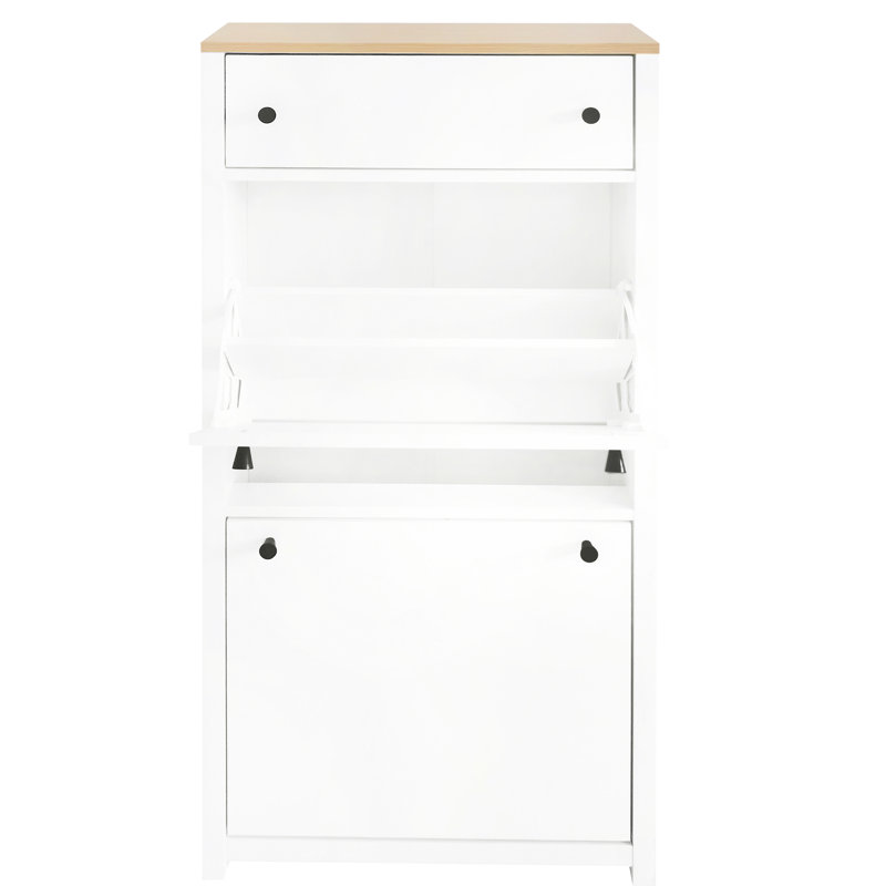 Armoire à chaussures moderne avec rangement supplémentaire et intérieur blanc, Blanc
