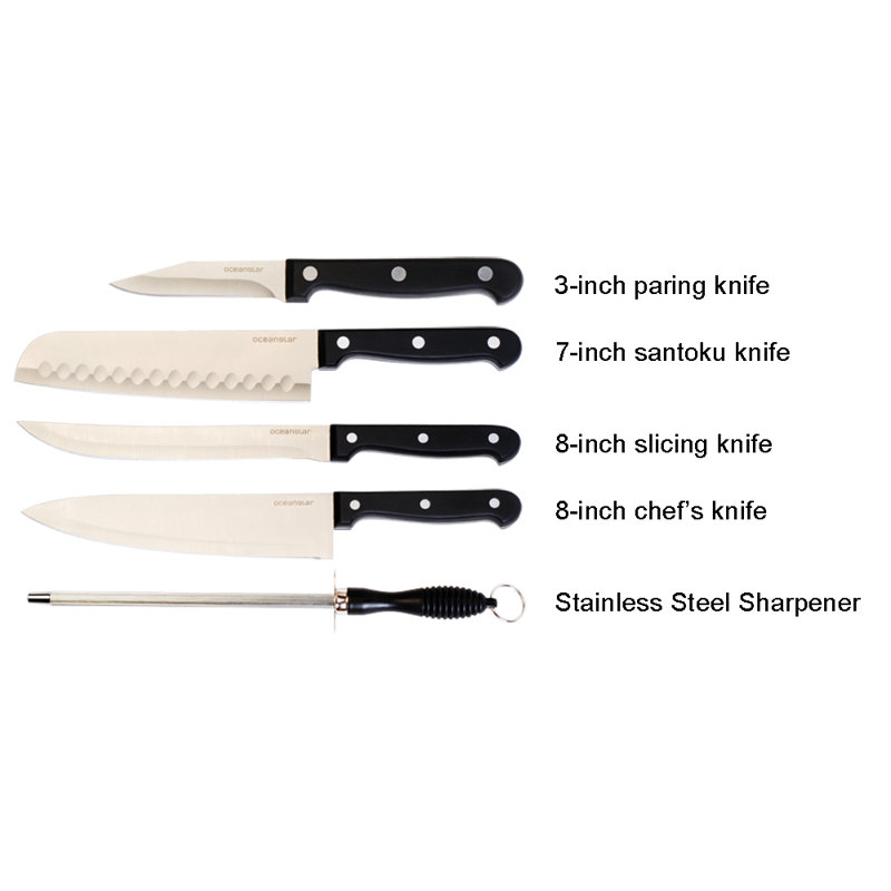 Oceanstar Design 6 Piece High Carbon Stainless Steel Knife Block Set