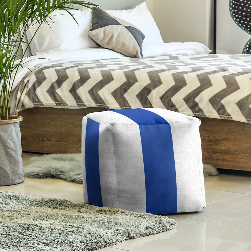 Repose-pieds cube california stripes, White/Blue 2