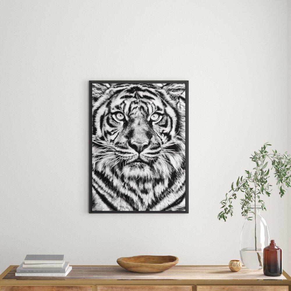 Gerahmtes Wandbild Aufmerksamer Tiger