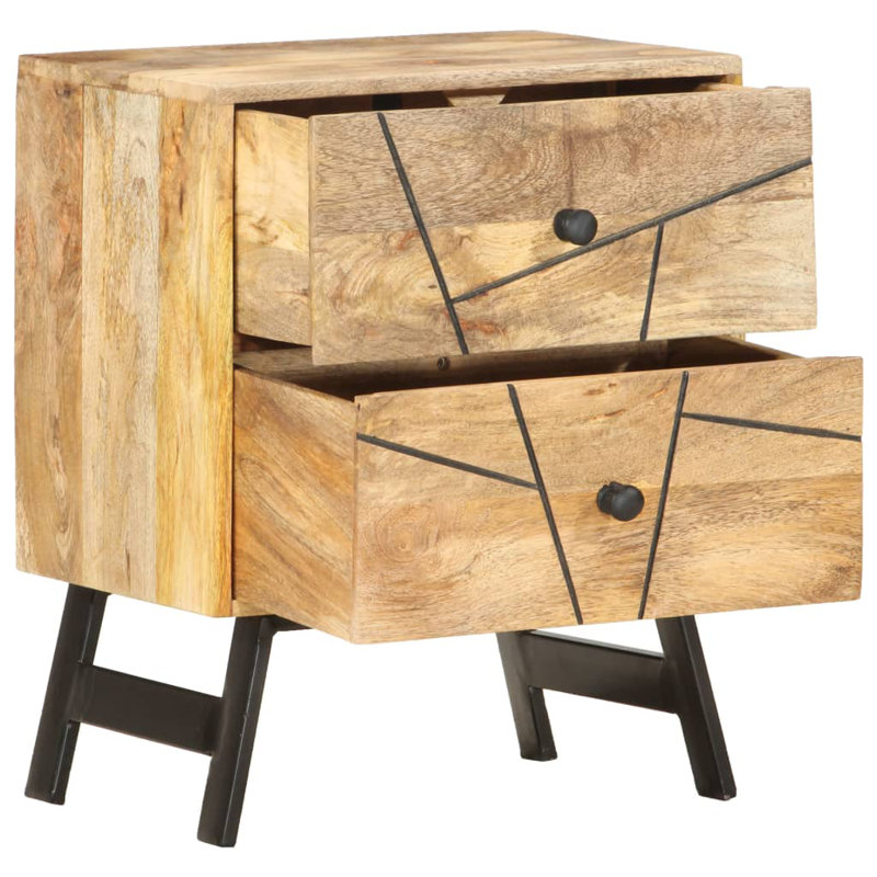 Saltville 40cm W Solid Wood Bedside Table, Black