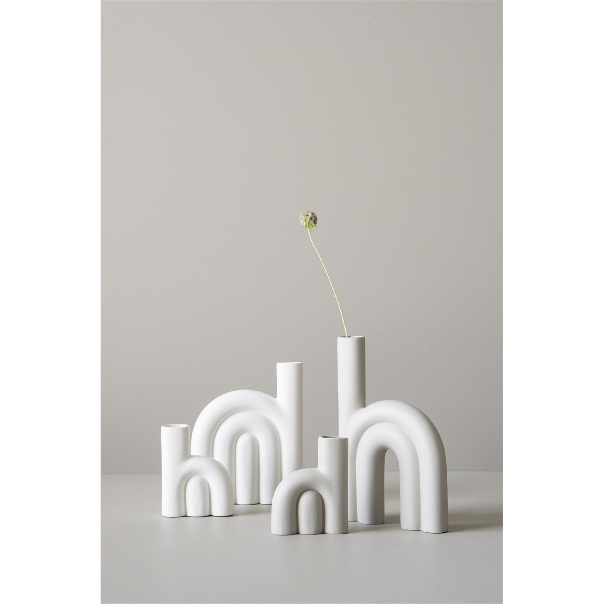 Ceramic Table Vase, White, 9.85" H x 7.85" W x 2" D
