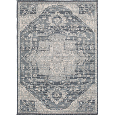 Tapis bleu Bungalow Rose Morwell Alikonz