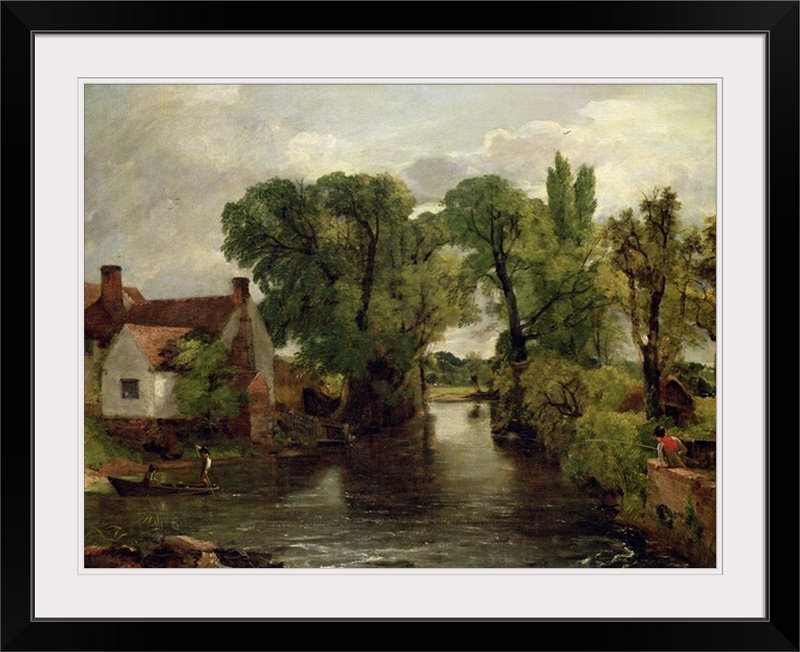 The Mill Stream, 1814-15 par John Constable - reproduction imprimée, H 35 po x l 44 po x P 1 po, Cadre noir