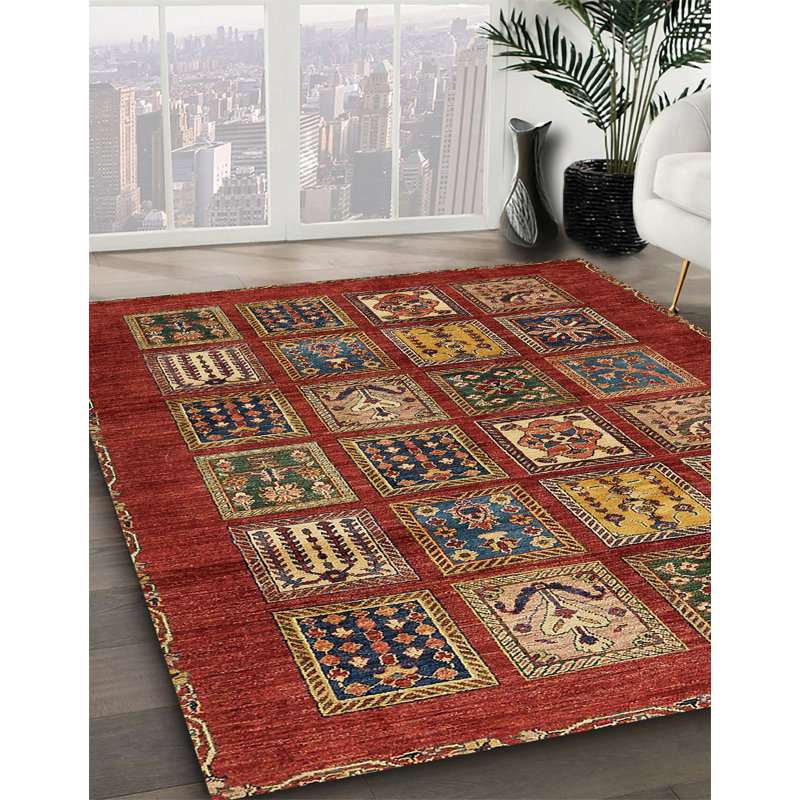 Tapis abstrait à motif abstrait moderne 613, Carré 8 pi