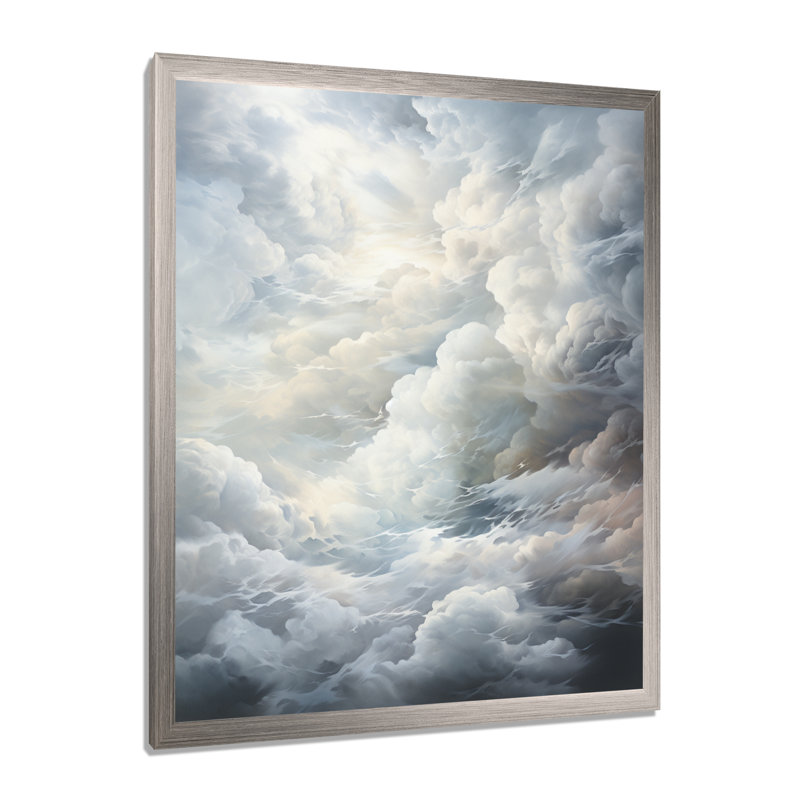 Jahquez Clouds Whispering Clouds II - Clouds, impressions sur toile, H 44 po x l 34 po x P 1,5 po, Cadre simple argenté