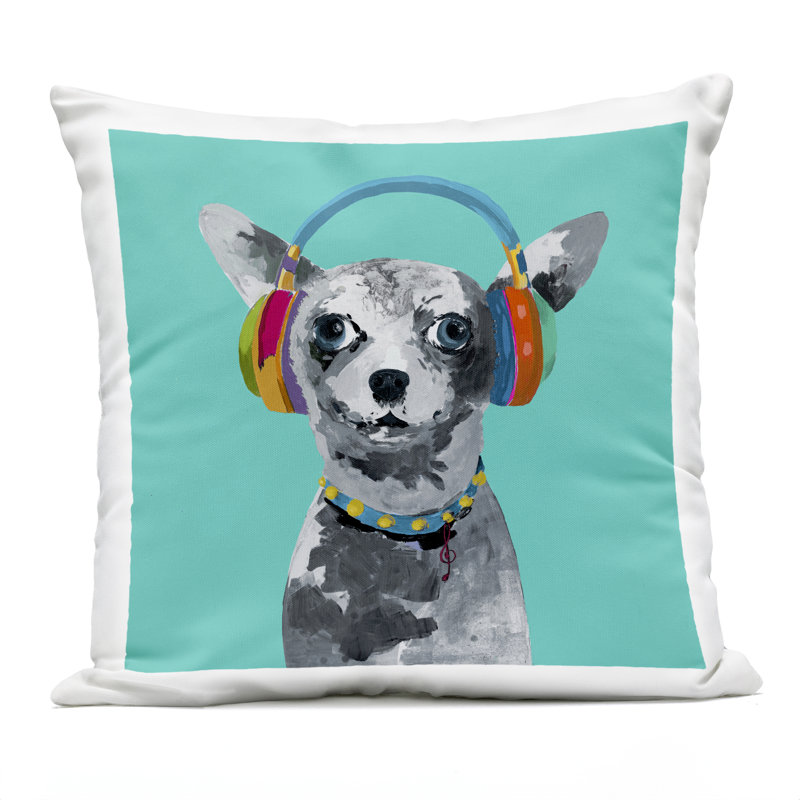 Coussin Jammin 'Pup on Blue, imprimé par Lorenzo Collective, 18 x 7 x 18