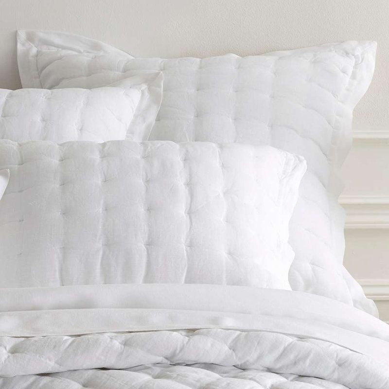 Lush Linen Puff Sham, King, White