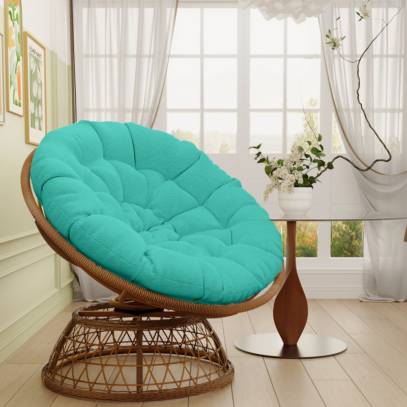 Ahlexus Swivel Wicker Outdoor Lounge Chair, Teal