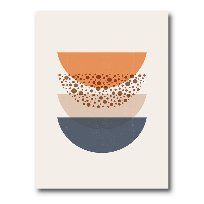«Abstract Sun and Moon Geometrics in Blue and Orange», impression sur toile, H 40 po x l 30 po x P 1 po, Toile tendue