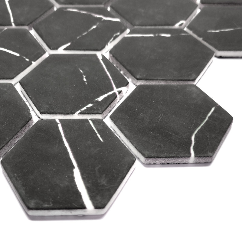 Carreau de mosaïque en verre 11,7 po x 10,2 po, Noir