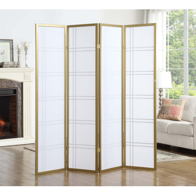Sennen 72'' W x 71'' H 4 - Panel Solid Wood Folding Room Divider