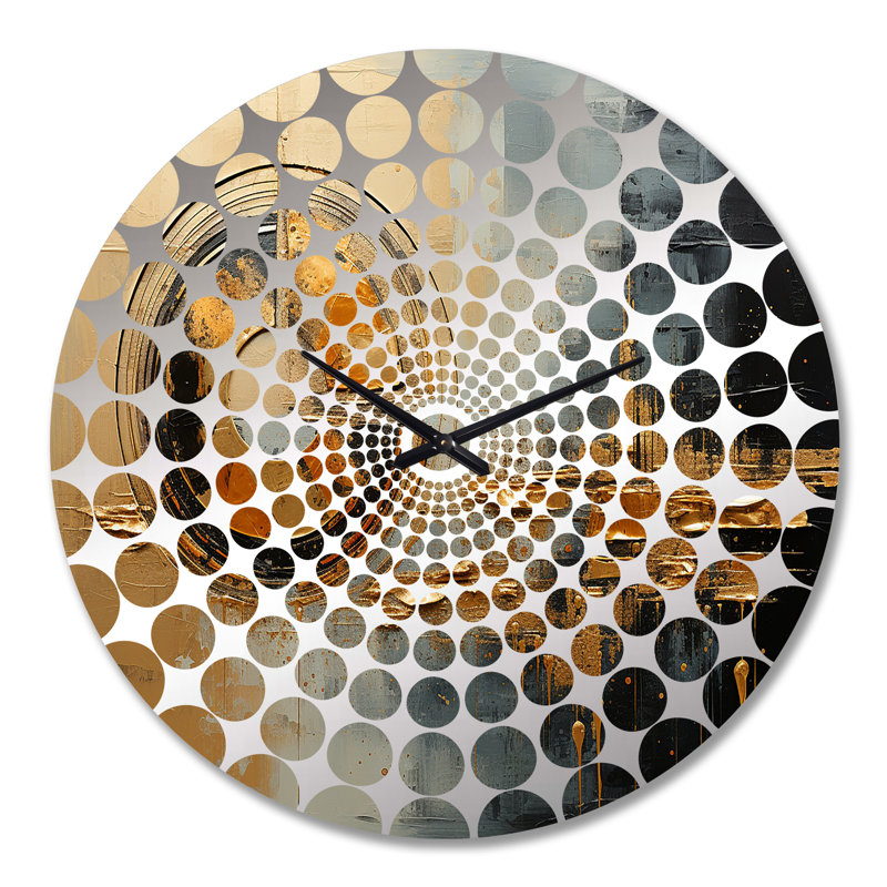 Horloge murale Golden Gleam IV - Collages abstraits, Grand