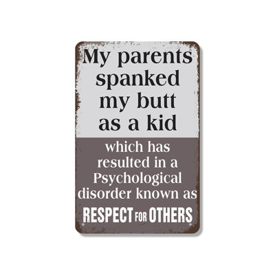 «My Parents Spanked My Bout as a Kid», enseigne en aluminium 7 po x 10 po