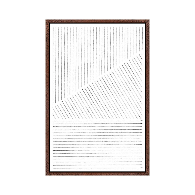 Abstract Geometric Lines - Print on Canvas, Classic Brown Wood Framed, 101.6cm H x 66.04cm W x 3.81cm D